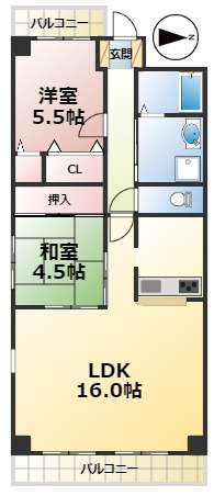 名古屋市昭和区鶴羽町のマンションの間取り