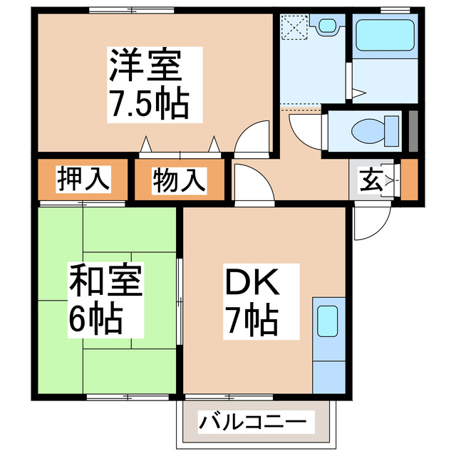 上益城郡益城町大字古閑のアパートの間取り