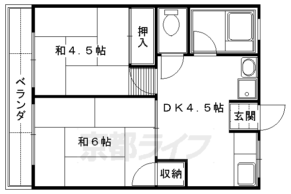 京都市伏見区桃山町正宗のアパートの間取り