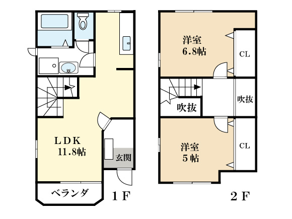 京田辺市三山木山崎のアパートの間取り