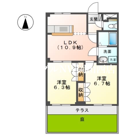 岡山市北区御津野々口のアパートの間取り