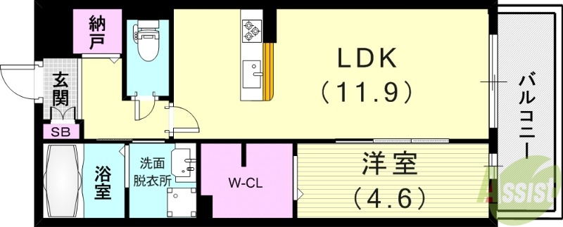 【尼崎市若王寺のマンションの間取り】