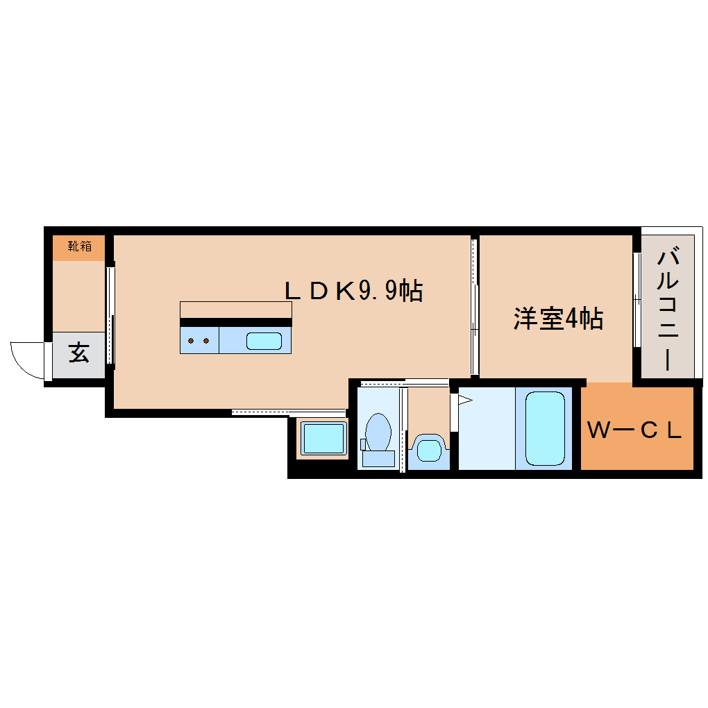 奈良市法蓮町のアパートの間取り