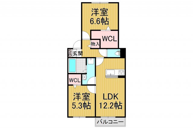 神戸市長田区西尻池町のアパートの間取り