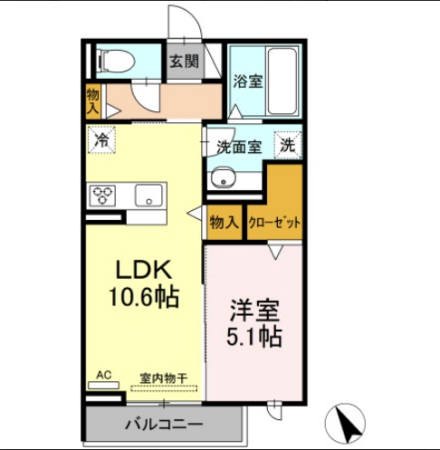 豊川市一宮町のアパートの間取り