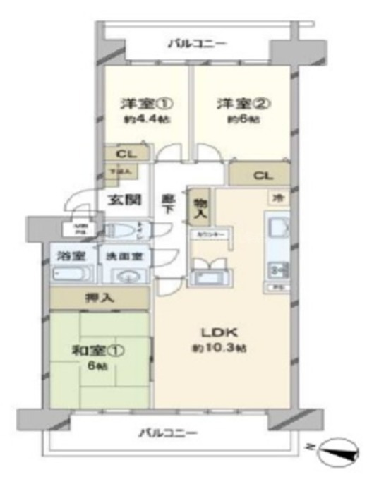 南港ポートタウンうしお25号棟の間取り