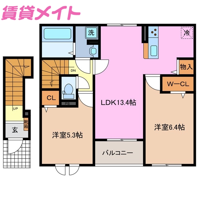 四日市市千代田町のアパートの間取り