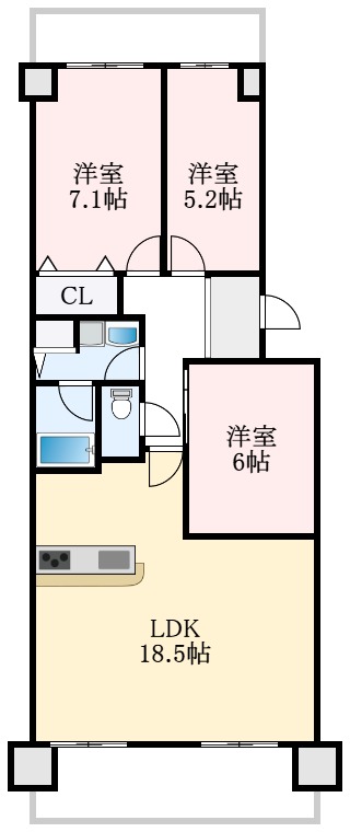 堺市中区深井清水町のマンションの間取り