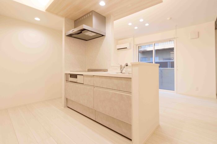 キッチン　対面システムキッチン（３口ビルトインIHヒーター）