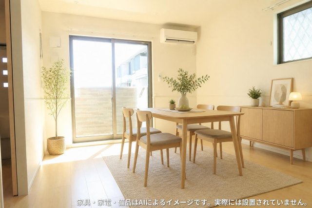 居室・リビング　※家具・家電・備品等はＡＩ画像生成により配置例を示したもので