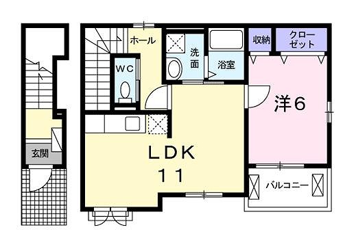 大竹市油見のアパートの間取り