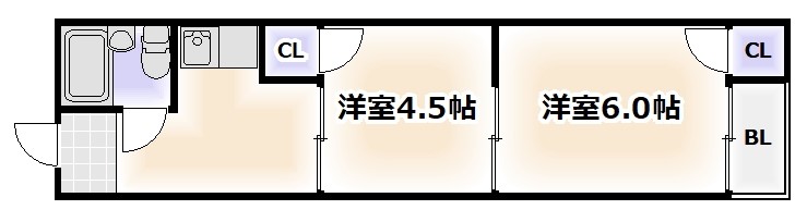 大阪市東住吉区鷹合のマンションの間取り