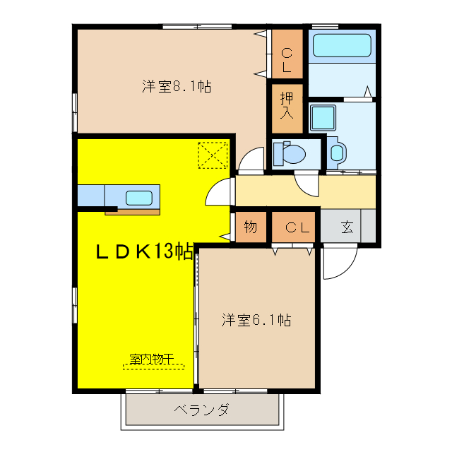 養老郡養老町高田のアパートの間取り