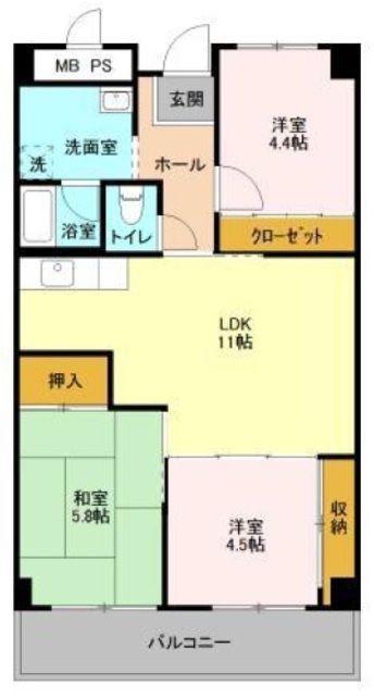 千葉市花見川区幕張本郷のマンションの間取り