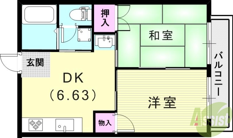 神戸市北区八多町附物のアパートの間取り