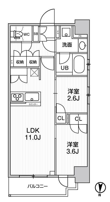 シーズンフラッツ菊川WESTの間取り