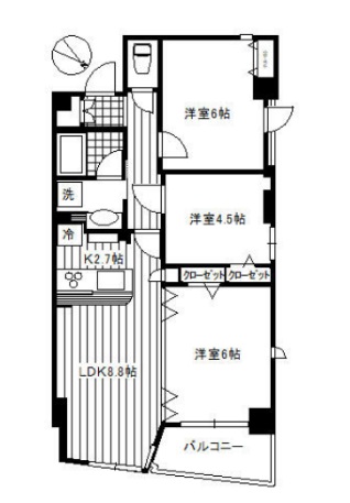 新宿区若葉のマンションの間取り