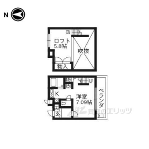 京都市左京区静市市原町のマンションの間取り