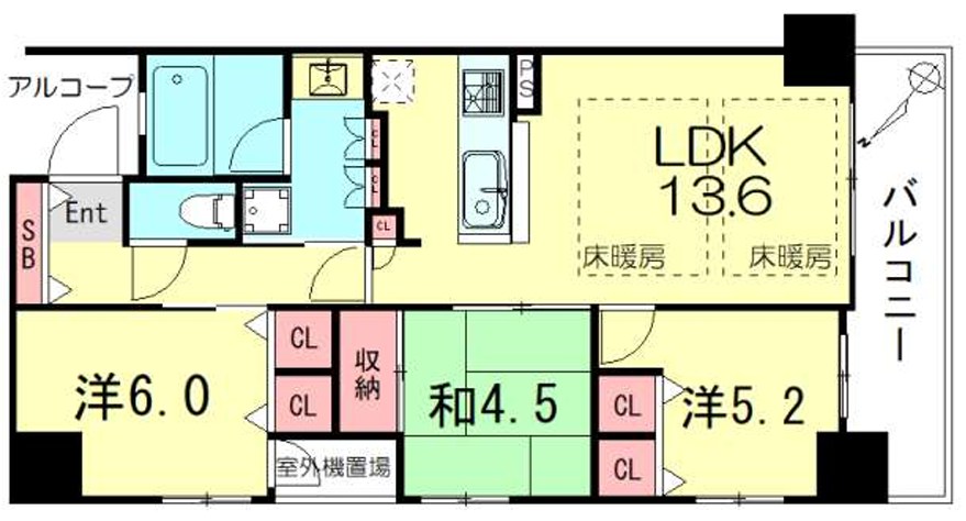 神戸市長田区若松町のマンションの間取り