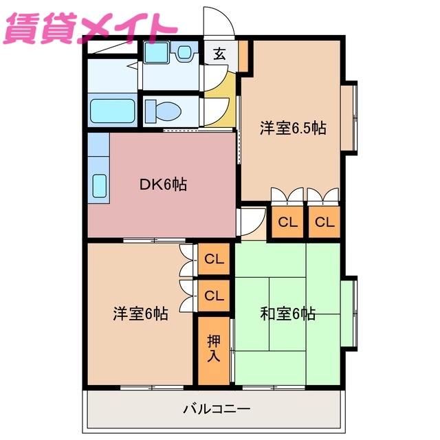 伊勢市前山町のマンションの間取り