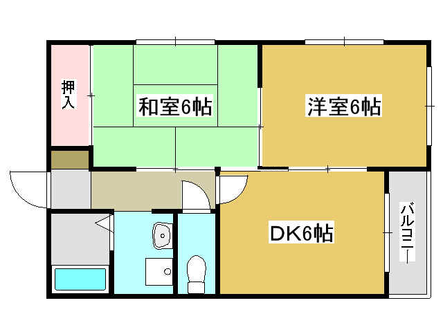 加古川市別府町別府のアパートの間取り