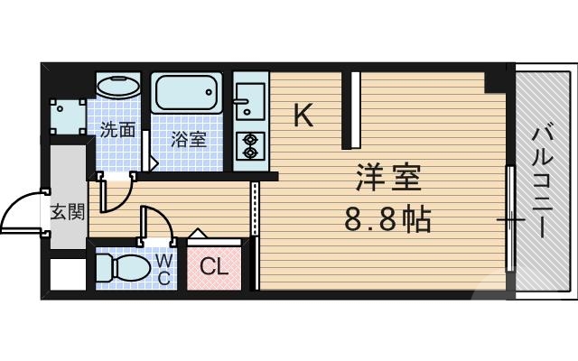 大阪市東淀川区東中島のマンションの間取り