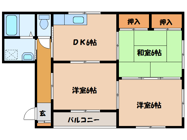 岩国市山手町のアパートの間取り