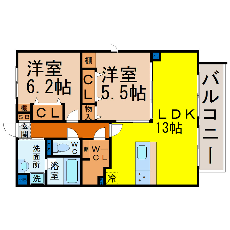 名古屋市昭和区折戸町のマンションの間取り