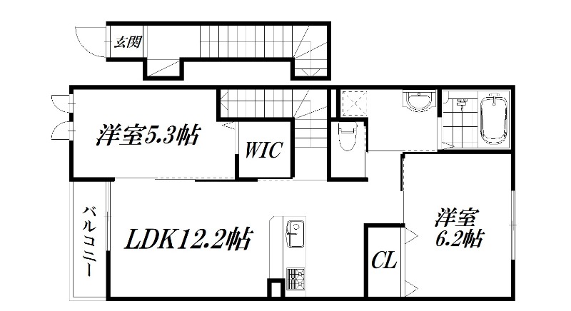 浜松市中央区根洗町のアパートの間取り