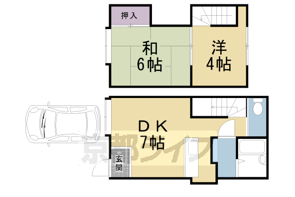 地下鉄烏丸線 北大路駅 徒歩15分 2階建 築49年の間取り写真