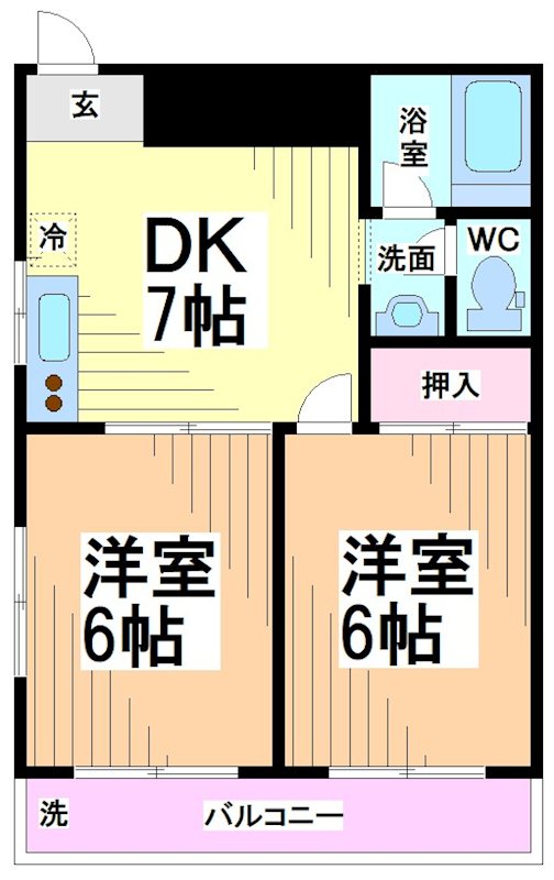 ＪＲ南武線 中野島駅 徒歩9分 3階建 築39年の間取り写真