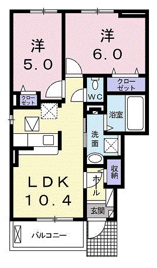 岩国市装束町のアパートの間取り