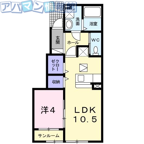 新潟市西蒲区鱸のアパートの間取り