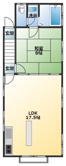 旭町1LDKの間取り