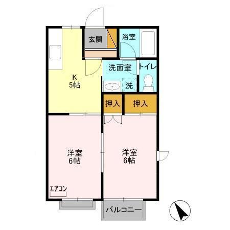 ひたちなか市大字津田のアパートの間取り