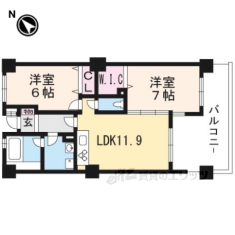 宇治市槇島町のマンションの間取り