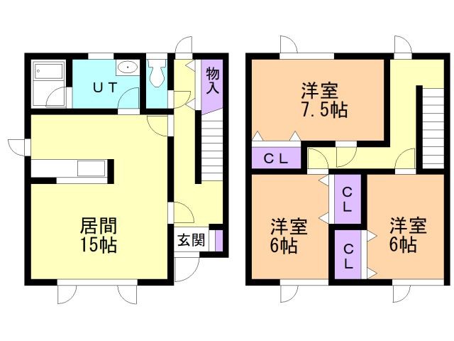 北斗市中野通のアパートの間取り