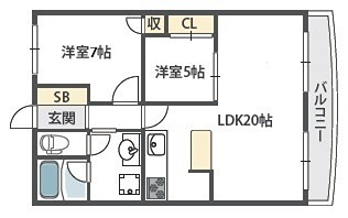 吹田市上山田のアパートの間取り