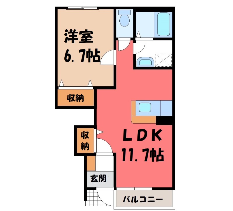 熊谷市赤城町のアパートの間取り