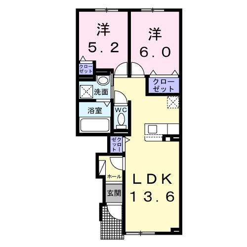 富良野市南町のアパートの間取り