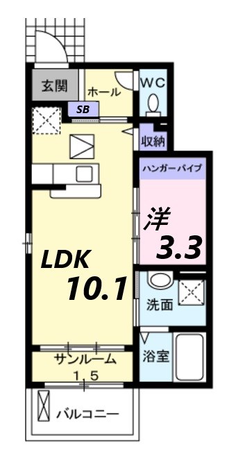 姫路市飾磨区若宮町のアパートの間取り