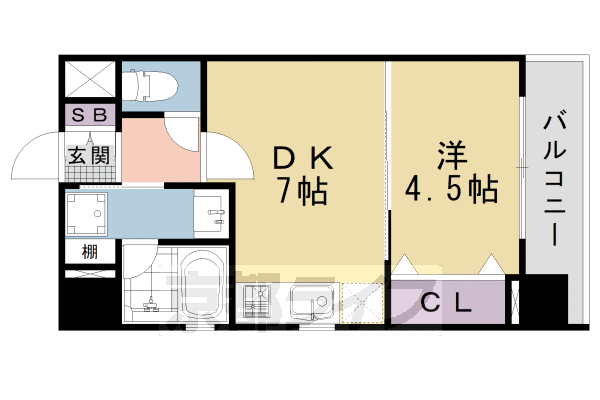 京都市下京区西七条北月読町のマンションの間取り