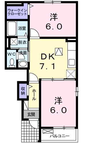 西条市福武甲のアパートの間取り