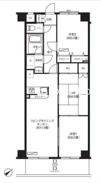 浦安市北栄のマンションの間取り