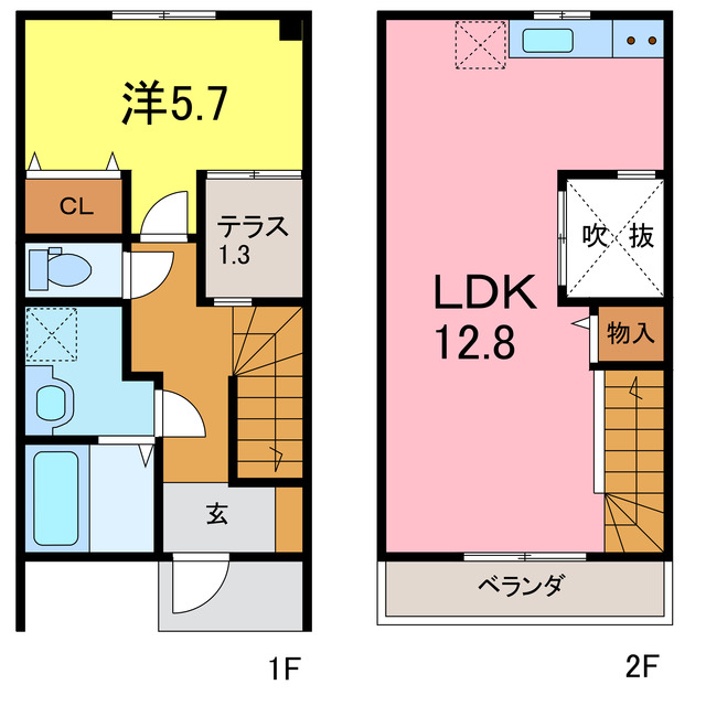 【MaisonettePark　碧南中央駅Bの間取り】