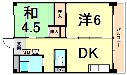 ビレッジハウス南清水タワー1号棟の間取り