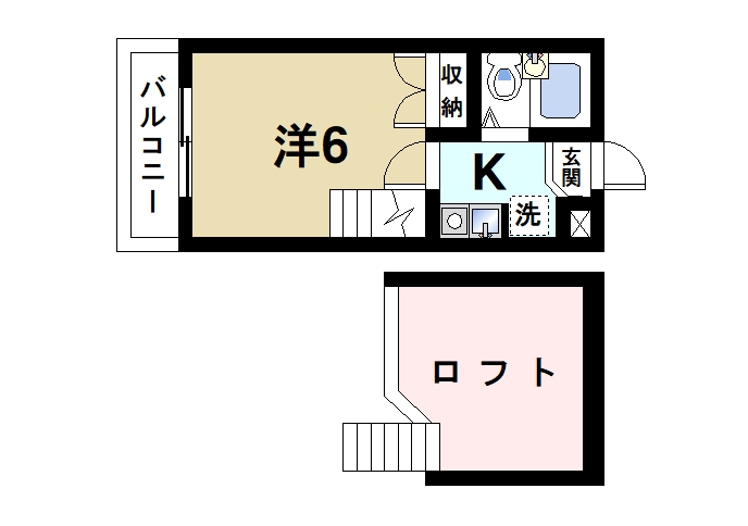 近鉄奈良線 大和西大寺駅 徒歩6分 2階建 築36年の間取り写真