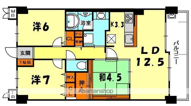 京阪本線 香里園駅 徒歩10分 15階建 築18年の間取り写真