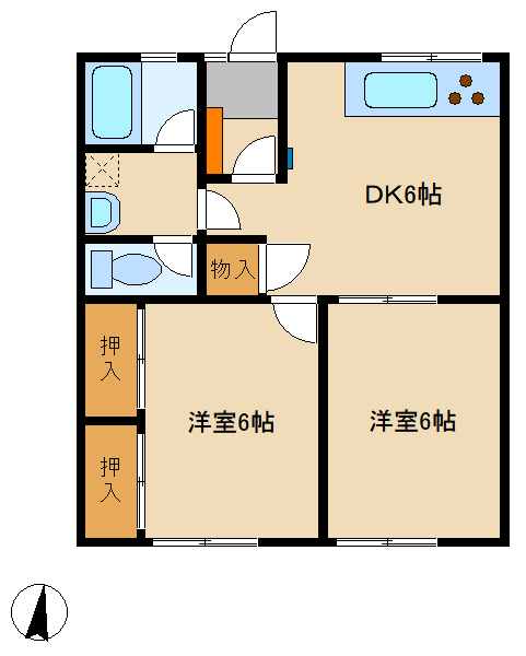 千葉市花見川区花園町のアパートの間取り