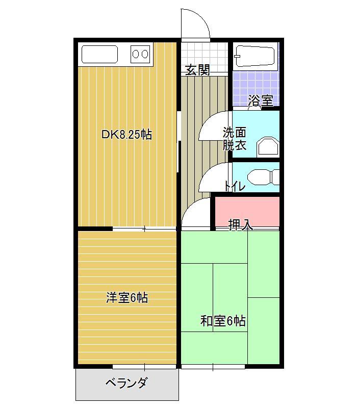 山形市下条町のアパートの間取り